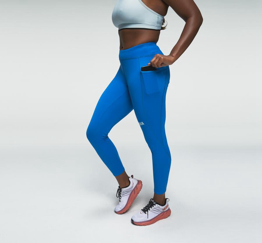 Pantalones Hoka One One Mujer - Performance Crop Tight - Azules - REJ892501